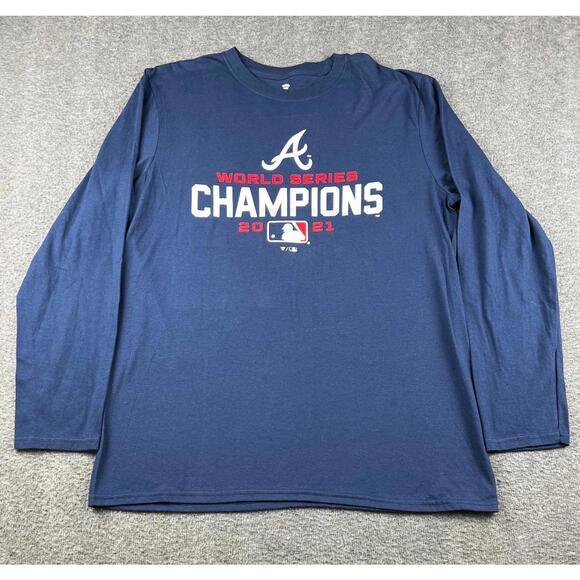 Atlanta Braves 2021 World Series Champions Mens Long Sleeve Shirt Size Large - Picture 1 of 5